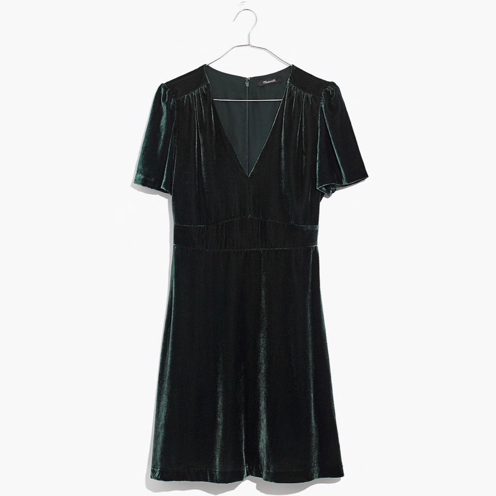 Madewell Velvet Mini Dress Spruce Green 4 6 8 NWT - Picture 2 of 6